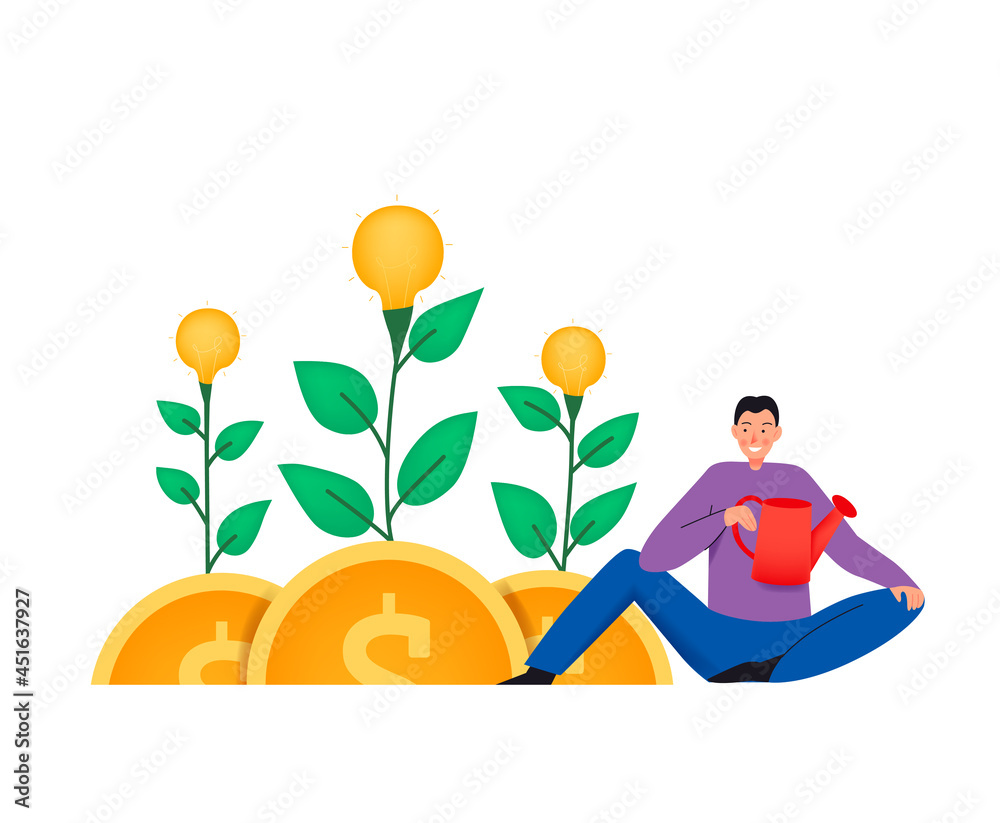 Wall mural money plants flat composition