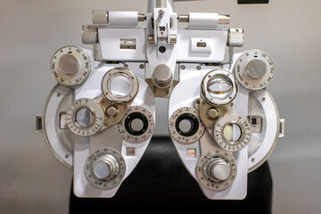 A special device for checking person's vision at the eyewear shop