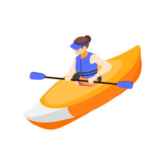 Paddle Boat Isometric Composition