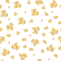 Obraz premium Spring seamless pattern with color sprigs. Vector stock illustration for fabric, textile, wallpaper, posters, paper. Fashion print. Branch with leaves. Doodle style