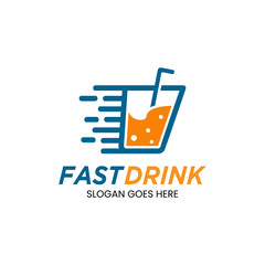 Fast Drink Logo Design Template. Suitable for Cafe Bar Restaurant Pub or Express Delivery Company Brand Business Logo Design