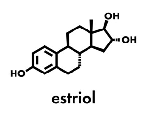 Estriol (oestriol) human estrogen hormone molecule. Skeletal formula.