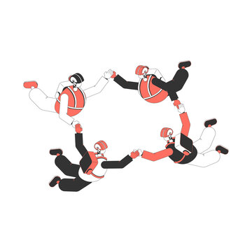 skydiving team holding hands in mid-air clip art preview