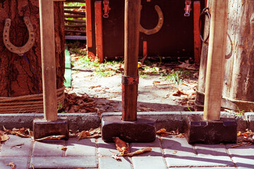 hammers. Objects for work the smith. Concept hard work.  Hand Made.
