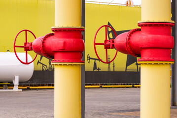 pipes with valves. Gas and oil refining. Concept Gas supply. pipeline