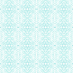 Azulejo watercolor seamless pattern. Traditional Portuguese ceramic tiles. Hand drawn abstract background. Watercolor artwork for textile, wallpaper, print, swimwear design. Blue azulejo pattern.
