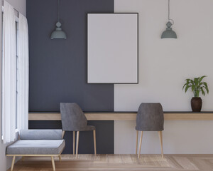 3D Mockup photo frame in Modern interior of living room