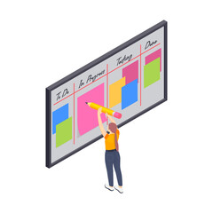 Tasks Board Isometric Composition