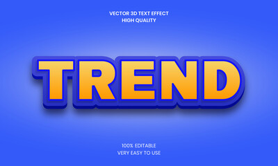 Trend 3D Text Effect  Style, Shiny, Bold 3D Text Style Font Premium Vector.