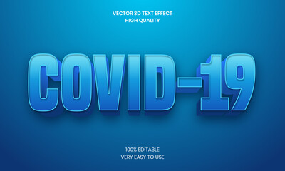 Covid 19 3D Text Effect  Style, Shiny, Bold 3D Text Style Font Premium Vector. 