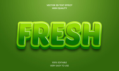 Fresh 3D Text Effect  Style, Shiny, Bold 3D Text Style Font Premium Vector.