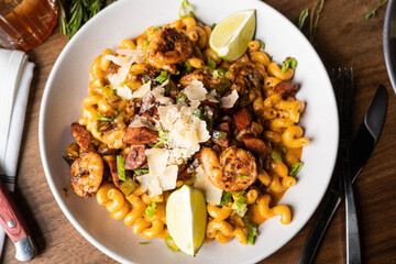 Jambalaya pasta overhead