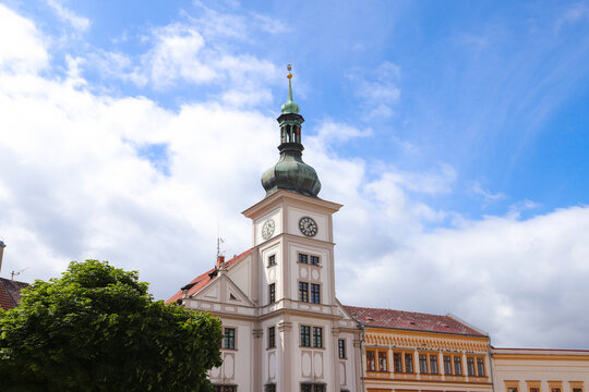 View of Town Hall Loket, Bohemia, Czech Republic.