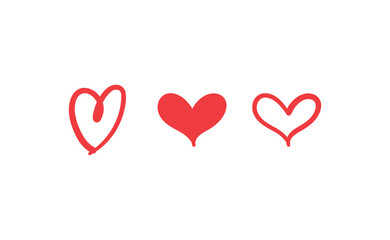Heart doodles collection. Hand drawn set of love hearts.