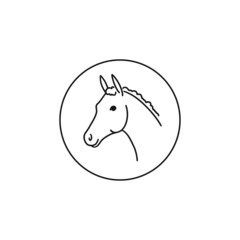 Linear icon and logo design element, young horse vector - obrazy, fototapety, plakaty