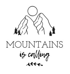 Hand drawn Mountain Logo set. Ski Resort vector icon, doodle elements. Great Outdoor symbol isolated, travel label