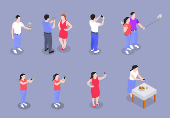 Fototapeta premium Mobile Photography Video Isometric Set
