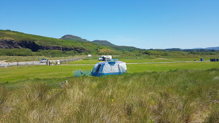 View from sand dunes over camp site to Snowdonia National Park, a lovely relaxing and quiet place...