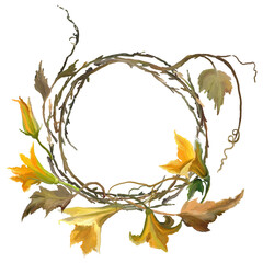 frame with pumpkin flowers