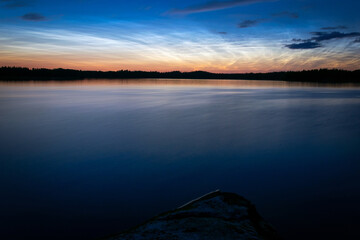 Swedish lake scenery under midnight