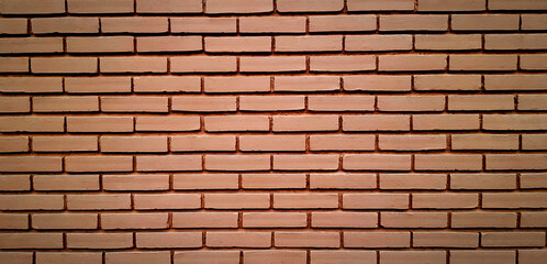 Red or Brown brick wall background. Grunge cement painted wallpaper. Block exterior and Retro, Loft or Vintage built style.