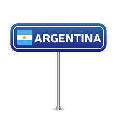 argentina road sign. National flag with country name on blue road traffic signs board design vector illustration.