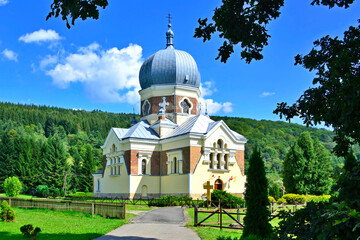 An Orthodox Church in Polany village near Krempna and Jaslo, Low Beskid (Beskid Niski), Poland - obrazy, fototapety, plakaty