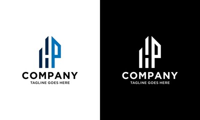 H P Initial logo concept with building template vector.