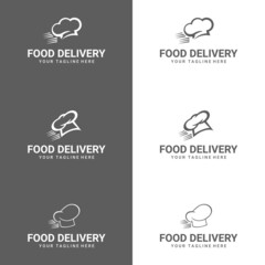 food delivery logo design template. Illustration of a restaurant and cafe business logotype.