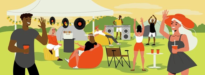 Open air music festival illustration