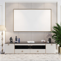 3D Mockup photo frame in Modern interior of living room