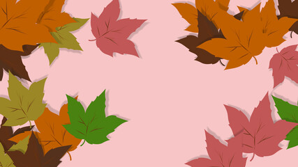 Obraz premium A modern poster. AUTUMN BACKGROUND. Set of dried colorful leaves, characteristic of the time. Space for design. Typical fall season atmosphere. Card art ideas. Cool style wallpaper.