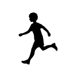 Fototapeta na wymiar Silhouette boy running. Sport symbol young athlete.