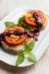 Breaded Eggplant Stacks with Amaranth Pesto