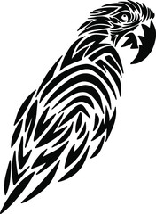 Parrot vector illustration.  Bird silhouette for tattoo