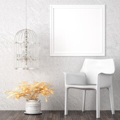3D Mockup photo frame in Modern interior of living room