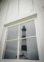 The famous Horizontal striped Bodie Island Lighthouse on the Outer Banks of Cape Hatteras