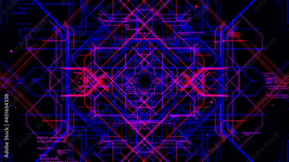 Aufkleber flight through flow of digital informational tunnel, global connection concept. animation. blocks of