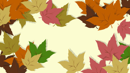 A modern poster. AUTUMN AESTHETIC IMAGE. Set of dried colorful leaves, characteristic of the time. Space for design. Typical fall season atmosphere. Card art ideas. Cool style wallpaper.