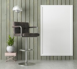 3D Mockup photo frame in Modern interior of living room