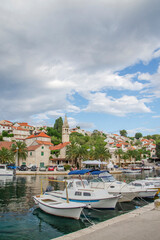 Fototapeta na wymiar Picturesque bay in Splitska village. Splitska is situated on the north coast of Brac island in Croatia