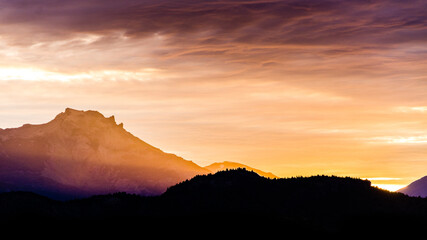 cloudy sunset over the mountains