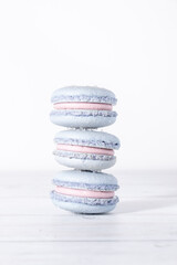 Blueberry french macaron cookies with blueberry buttercream filling