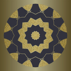 Luxury Gold mandala with gold glitter in ethnic style. Decorative background with vintage ornament. Oriental circular golden pattern. Arabic, Islamic, moroccan, asian, indian native african motif