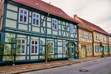 Fototapeta na wymiar wusterhausen, deutschland - fachwerk in der altstadt