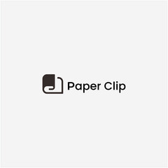 silhouette combination paper and clip paper logo design