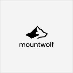 silhouette combination mountain and wolf black and white design