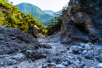 Fototapeta na wymiar river with waterfall in the mountains