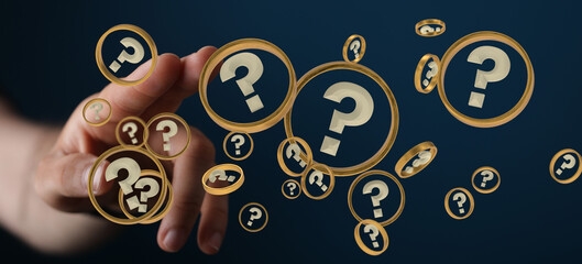 colored question marks background concept. 3D Rendering.