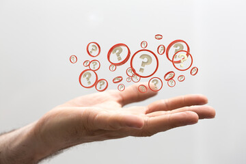colored question marks background concept. 3D Rendering.